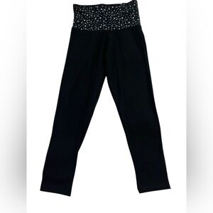 Victoria Sport Black Leggings Stars Fold Down Waistband XS Athleisure Casual NWT